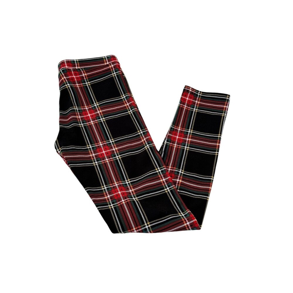 Crewcuts Tartan Plaid Leggings Girls Size 10 Holiday Red Black Stretch Pants